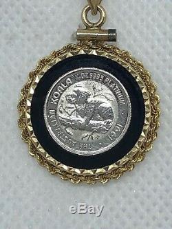 1991 Australian KOALA BEAR 1/20 oz. 9995 Platinum Coin 14K GOLD Bezel Pendant