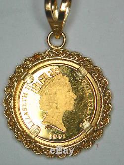 1991 GOLD 999 COOKE ISLAND 25 Dollar 14k PENDANT Gold 2.3 grams KOALA BEAR