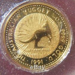 1991 The Australian Nugget, 1/20 OZ 99.99% Gold $5 Coin in capsule