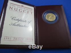 1992 $25 AUSTRALIAN NUGGET 1/4oz GOLD PROOF ISSUE COIN. A BEAUTY