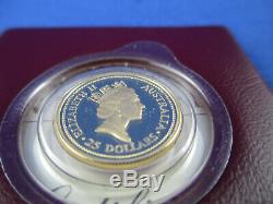 1992 $25 AUSTRALIAN NUGGET 1/4oz GOLD PROOF ISSUE COIN. A BEAUTY