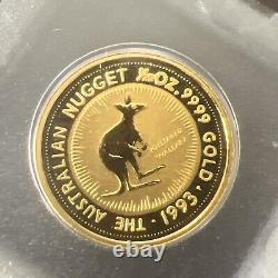 1993 Australia 1/20 oz Gold Kangaroo/Nugget BU In Capsule V-306