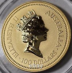 1993 Australia 1 oz Gold Kangaroo Coin Nugget $100 BU. 9999 Perth Mint Capsule