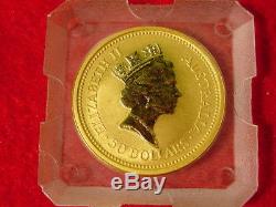 1993 Australian Gold Nugget. 5 oz Perth. 9999 Nailtailed Wallaby $50 Cameo Proof