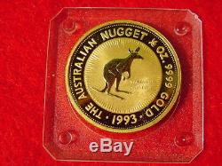 1993 Australian Gold Nugget. 5 oz Perth. 9999 Nailtailed Wallaby $50 Cameo Proof