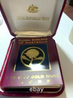 1995 $100 Gold Proof Floral Emblems of Australia Waratah 24ct 1/3 oz