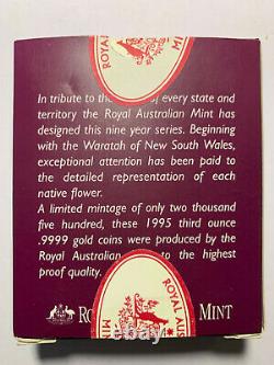 1995 $100 Gold Proof Floral Emblems of Australia Waratah 24ct 1/3 oz