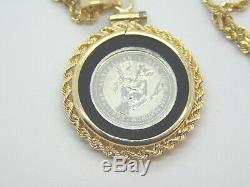 1995 1/20th Platinum Australian Koala Coin Pendant 14K Gold Frame Chain 9.6 Gram
