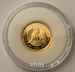 1995 $5 Australian 1/20 Proof Gold Nugget. Mother Kangaroo with Joey. 300 Issued
