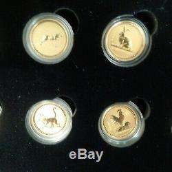 1996-2007 12 Coin Australian Lunar (Series I) 1/10 oz 9999 Fine Gold Set