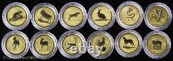 1996-2007 $15 Australia 1/10 oz Gold Lunar 12-Coin Set