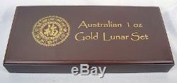1996 2007 Australia Lunar 1 oz 12 Gold Coins. 9999 Set with original box