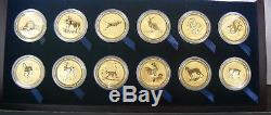 1996 2007 Australia Lunar 1 oz 12 Gold Coins. 9999 Set with original box
