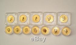 1996 2007 Australian Lunar Series 1/10 oz 9999 Fine Gold 12 Coins Set