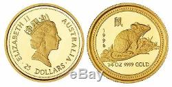 1996 Australia 25 Dollars Lunar Series Year of the Rat GOLD Proof