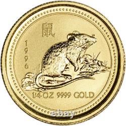 1996 Australia Gold Lunar Series I Year of the Mouse 1/4 oz $25 BU