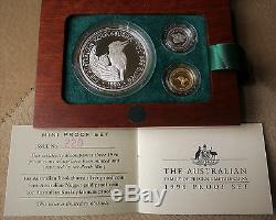 1996 Australia Set 1 oz. Silver Kook, 1/20 Gold Kangaroo, 1/20 Platinum Koala