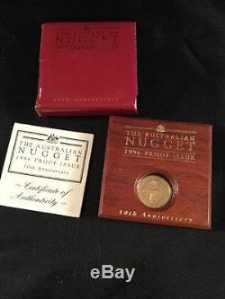 1996 Australian Kangaroo 1/4oz proof Gold Nugget Coin In jarrah Box#7