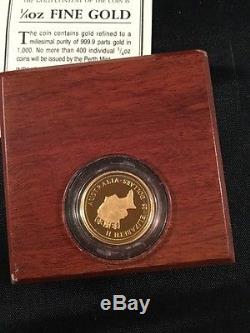 1996 Australian Kangaroo 1/4oz proof Gold Nugget Coin In jarrah Box#7