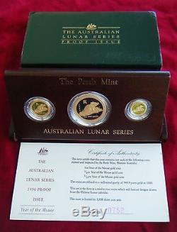 1996 Australian Lunar Gold Series Year of the Mouse- Three Coin Proof Set RARE