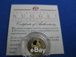 1997 $15 AUSTRALIAN NUGGET 1/10oz GOLD PROOF ISSUE COIN. A BEAUTY