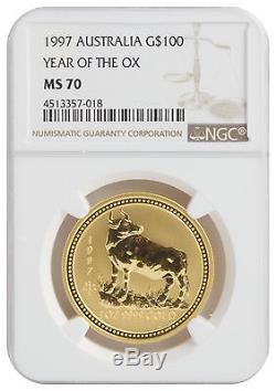 1997 1oz Gold Australian Lunar Ox Series 1 MS70 NGC (#018)
