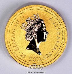 1997 AUSTRALIAN 25 DOLLAR LUNAR YEAR OF THE OX GOLD COIN 1/4 OZ. 9999 Gold