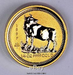 1997 Australia 25 Dollars Lunar Year of the Ox Gold Coin 1/4 OZ. 9999 Gold