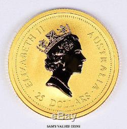 1997 Australian 25 Dollars Lunar Year of the Ox Gold Coin 1/4 OZ. 9999 Gold