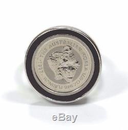1997 Australian Koala 1/20 oz. 9995 Platinum Coin in 14k White Gold Ring Size 5