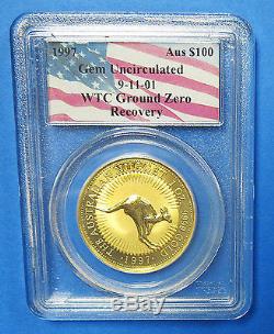1997 WTC 911 Ground Zero $100 Australian Nugget Gold Coin Certified PCGS GEM UNC