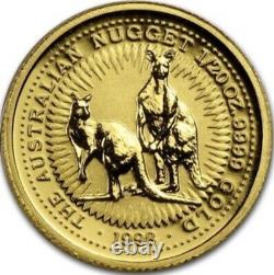 1998 $5 Australian 1/20 Oz Gold Nugget / Kangaroo. Queen Elizabeth II. Sealed