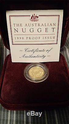 1998 Australia $15 1/10 oz Gold Nugget Coin Proof Issue Low Mintage