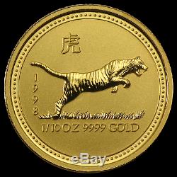 1998 Australia 1/10 oz Gold Lunar Tiger BU (Series I) SKU #9001