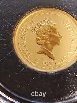 1998 Australia $5 Gold Nugget 1/20 oz. 9999 Gold Kangaroo