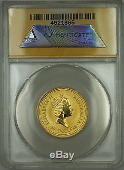 1998 Australia Nugget $50 Dollar Gold Coin ANACS MS-63 DCAM Deep Cameo