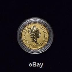 1998 Perth Lunar Series Year Of The Tiger 1/20 Oz. 9999 Gold Coin In Mint Cap