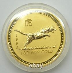 1998 Ty 1 Australia $100 Gold Year of the Tiger Lunar Coin in Original Capsule