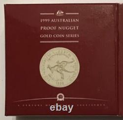1999P $25 Australian 1/4 Oz Proof Gold Nugget P100. Rare! 216 Kangaroo's Issued
