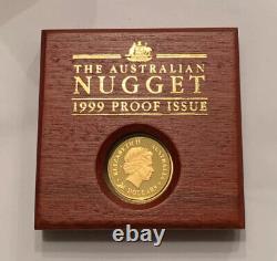 1999P $25 Australian 1/4 Oz Proof Gold Nugget P100. Rare! 216 Kangaroo's Issued