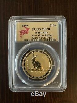1999 1oz Gold PCGS MS70 Year of The Dragon