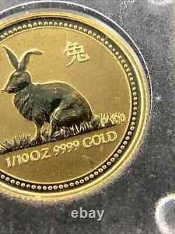 1999 Australia $15 Year of Rabbit 1/10 OZ 9999 Gold Lunar Series I Perth Mint