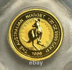 1999 Australia 1/20th oz. 9999 Fine Gold Nugget (Kangaroo) $5 Coin, BU