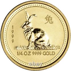 1999 Australia Gold Lunar Series I Year of the Rabbit 1/4 oz $25 BU