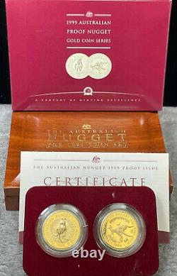 1999 Australian Proof Nugget 2-1/2 Oz Gold Coin Twin Set Series Kangaroo Set#202