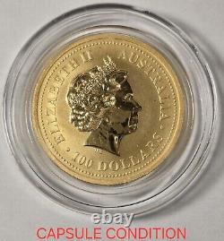 1999 P Australia 1 oz Gold Kangaroo Coin Nugget $100 BU. 9999 Perth Mint