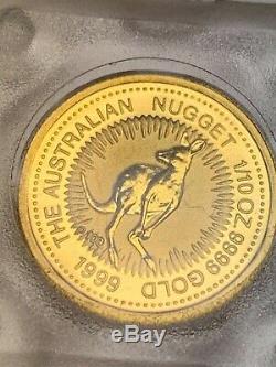 1999 The Australian Nugget 1/10 Oz 9999 Gold 15 Dollars Elizabeth II Australia