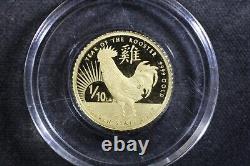 1/10 Oz. 9999 Gold Year Of The Rooster Australia Perth Mint