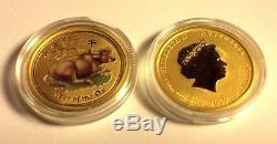 1/10 Oz gold ox 2009 Australian colorized lunar ounce