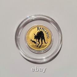 1/10 oz 2022 Australian Perth Mint Kangaroo. 9999 Gold Bullion $15 Round Coin
